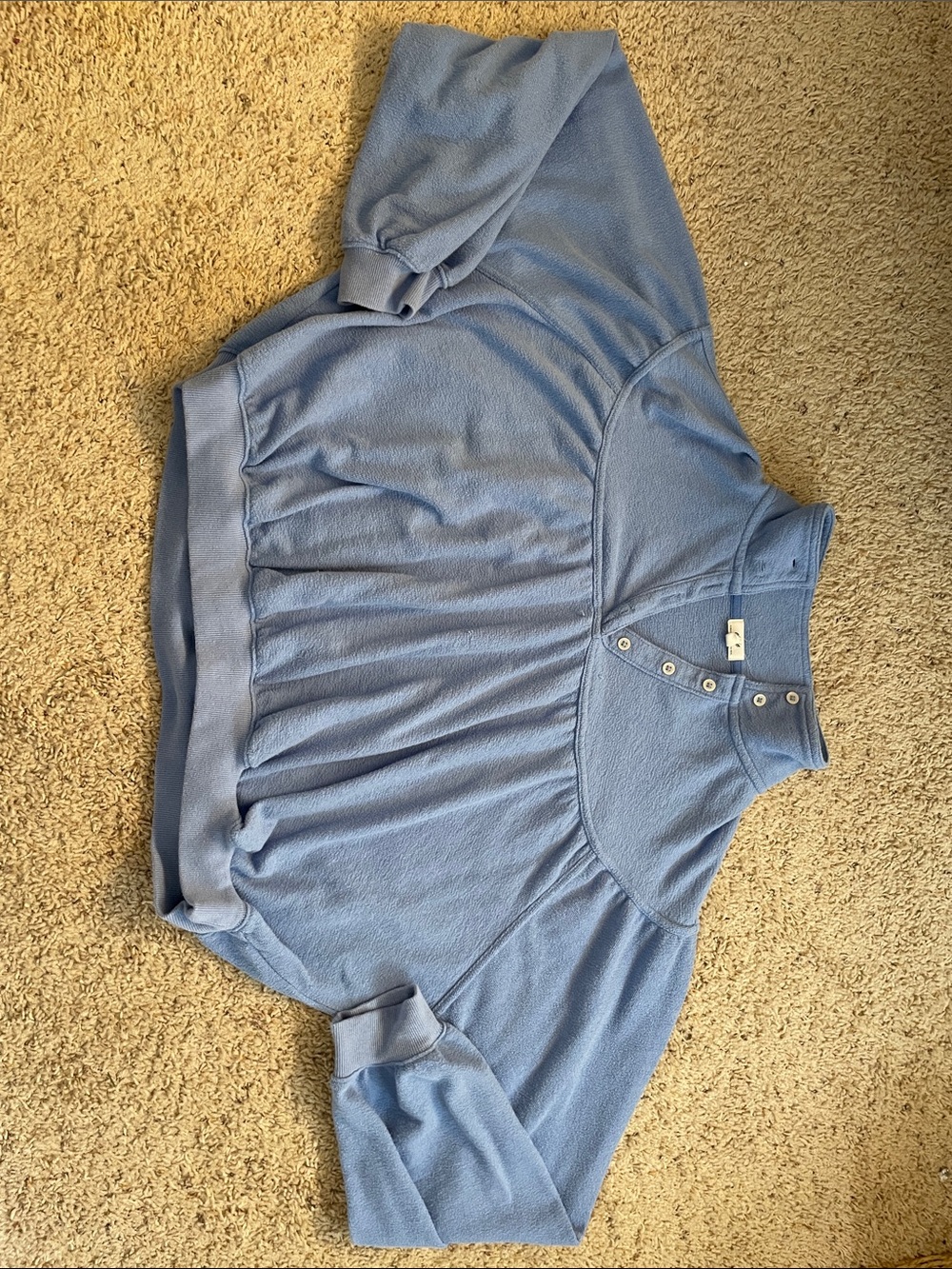 Aerie Soft Life Gathered Babydoll Henley Sweatshirt in Cornflower Blue!!